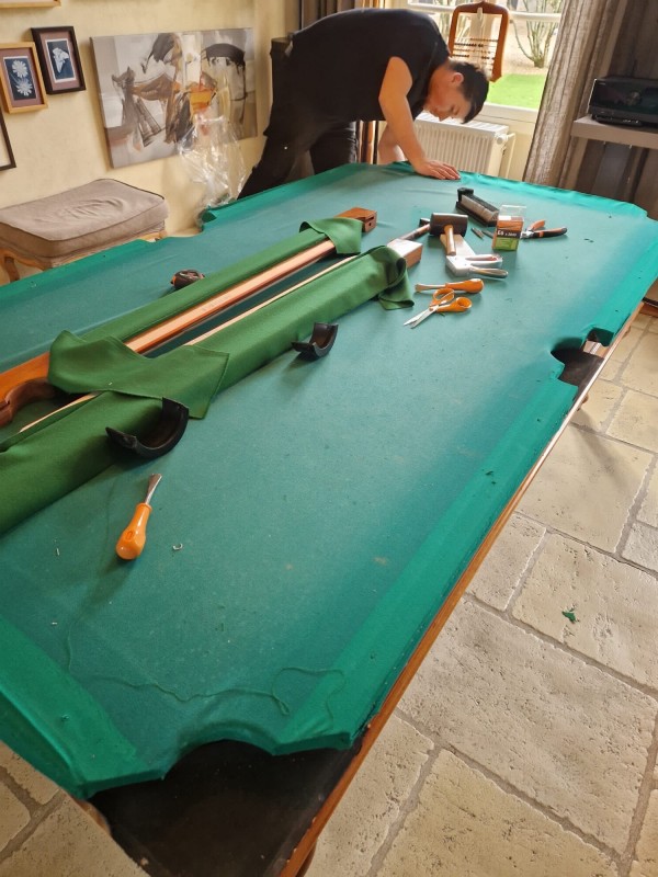 Réfection d’un tapis de billard 